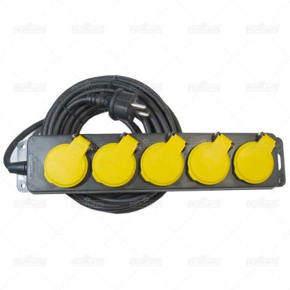 Prodlužovací přívod voděodolný IP44 10m-5x16A,3x1,5mm2, gumový
